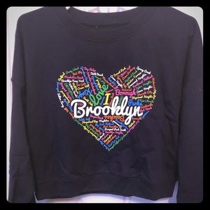 Navy “I Love Brooklyn” Heart Crop Sweatshirt